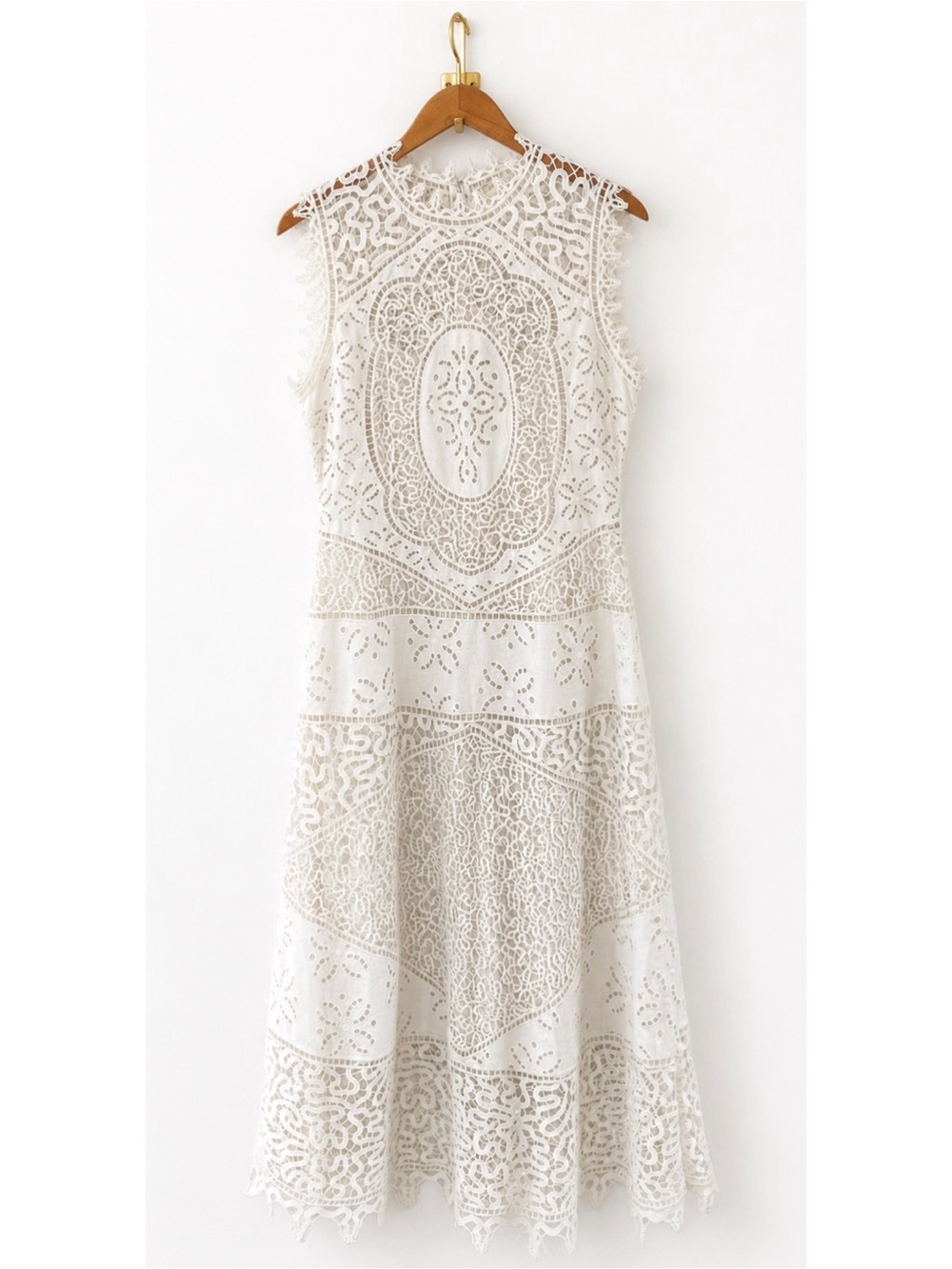 Ulla Johnson Maxi White Floral Lace Sleeveless Flora Eyelet Dress - Picture 2 of 7